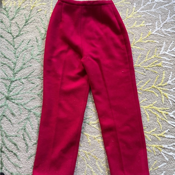 Vintage 1960s Lined fuchsia wool high waisted pants - Picture 4 of 5